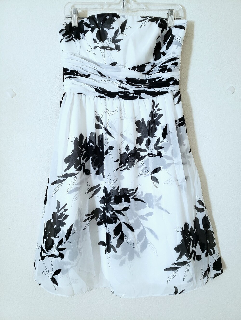 Ann Taylor Strapless Black & White Floral Dress 8P